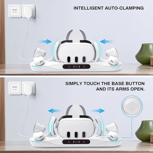 قاعدة شحن لـ Meta Quest 2، محطة شحن VR لـ Quest 2 مع بطاريتين قابلتين للشحن وشاحن وكابل USB-C، تدعم مؤشر LED in Kuwait