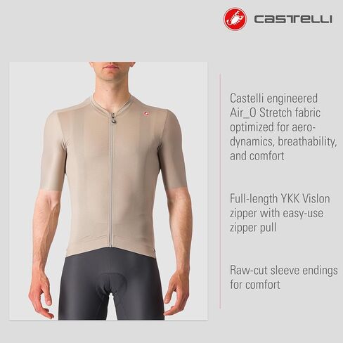 قميص الإسبريسو للرجال في Castelli ، كم ربع طول مع نسيج امتداد للتنفس للحصى وركوب الدراجات وركوب الدراجات - العاج/الرمادي الداكن - متوسط in Kuwait