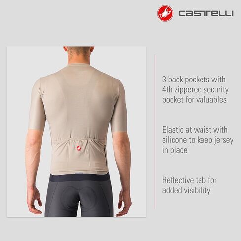 قميص الإسبريسو للرجال في Castelli ، كم ربع طول مع نسيج امتداد للتنفس للحصى وركوب الدراجات وركوب الدراجات - العاج/الرمادي الداكن - متوسط in Kuwait