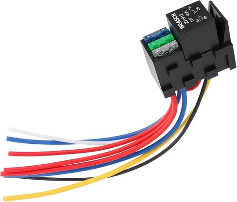12V 3 Way Fuse Relay Kit, 4 Pin SPST 40A, Heavy Duty 12 AWG Copper Wires, with 1 Relay and 3 x ATC/ATO Blade Fuses, for Cars Truck Marine Boat Jeep (1) in Saudi Arabia