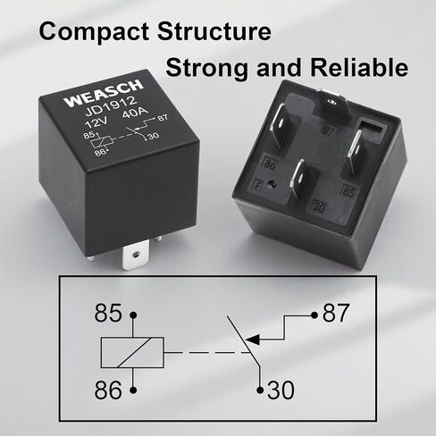12V 3 Way Fuse Relay Kit, 4 Pin SPST 40A, Heavy Duty 12 AWG Copper Wires, with 1 Relay and 3 x ATC/ATO Blade Fuses, for Cars Truck Marine Boat Jeep (1) in Kuwait