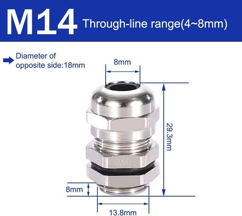 2Pcs Stainless Steel Waterproof Cable Gland, Wire Range Metal Waterproof Connector Fastener Locknut Stuffing Cable Gland (M8(2~4MM)) in Saudi Arabia