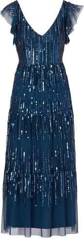 Adrianna Papell Women's Beaded Mesh Tier Dress in Saudi Arabia