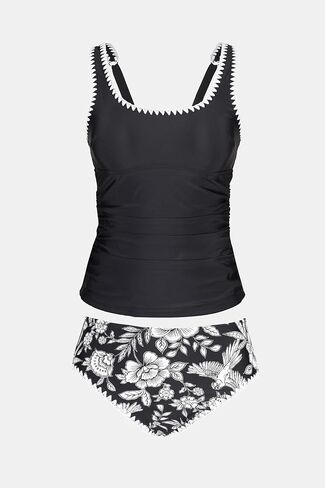 Cupshe Women's Tankini يضع قطعتين من ملابس السباحة مربعة تربيخ بدلة السباحة روت القابلة للتعديل in Saudi Arabia