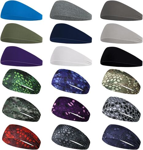 18 PCS Sports Sweatbands Camo Beadblege Bicking Wicking Beadband for Litness Yoga Running Cycling Football Basket in Kuwait