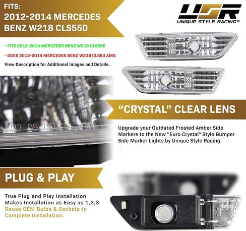 USR DEPO 12-14 W218 CLS-CLASS CLASS CLEAR CLEAR LIGHER LIGHTING SESSLE SET (يسار + يمين) متوافق مع 2012-2014 Mercedes Benz W218 CLS Class in Saudi Arabia