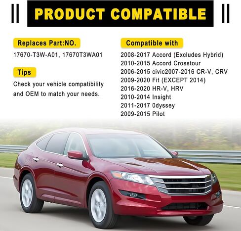 غطاء الغاز ، مجموعة حشو الوقود ، متوافق مع Civic ، Accord ، Pilot ، CR-V ، Crosstour ، Fit (باستثناء 2014) ، Odyssey ، Insight ، HR-V ، استبدل #17670-T3W-A01 ، 17670T3WA01 in Saudi Arabia
