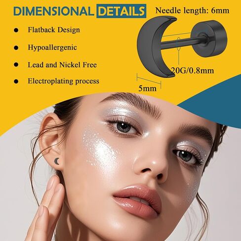 BLISI TITANIUM DOT Earrings 20G ترصيع قرص Hypoallergenic للآذان الحساسة المسمار على أقراط قيلولة مسطحة ، ومجوهرات كلاسيكية لطيفة للنساء والرجال in Kuwait