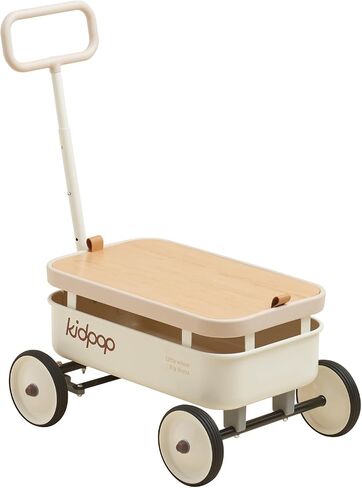 PULA-Wild 3-in-1 Kids' Pull-Along Wagon Toddlers Push Walker for 2.5-8, Removable Wooden Cover and Adjustable Handlebar, Birthday Gifts Max Weight 33 lbs (Red) in Saudi Arabia