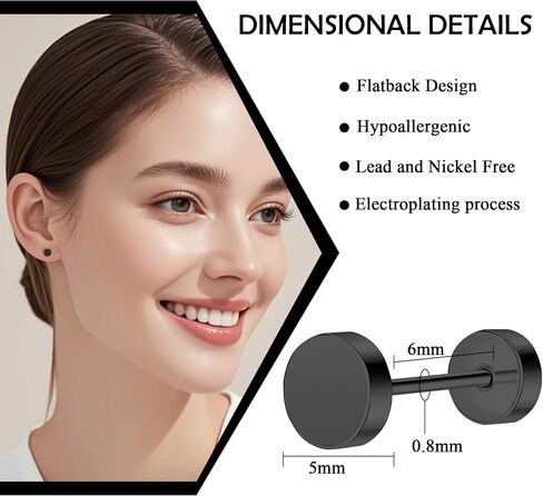 BLISI TITANIUM DOT Earrings 20G ترصيع قرص Hypoallergenic للآذان الحساسة المسمار على أقراط قيلولة مسطحة ، ومجوهرات كلاسيكية لطيفة للنساء والرجال in Kuwait