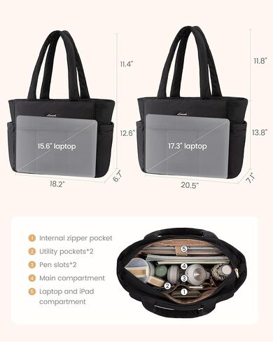 LOVEVOOK Tote Bag for Women,Zipper Puffer Work Tote with Compartments,Lightweight Travel Tote Bag for Daily,Gym,Nurse,Teacher in Saudi Arabia