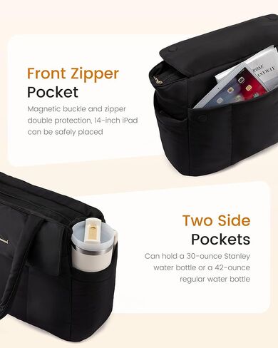 LOVEVOOK Tote Bag for Women,Zipper Puffer Work Tote with Compartments,Lightweight Travel Tote Bag for Daily,Gym,Nurse,Teacher in Saudi Arabia