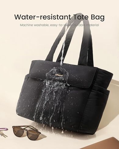 LOVEVOOK Tote Bag for Women,Zipper Puffer Work Tote with Compartments,Lightweight Travel Tote Bag for Daily,Gym,Nurse,Teacher in Saudi Arabia