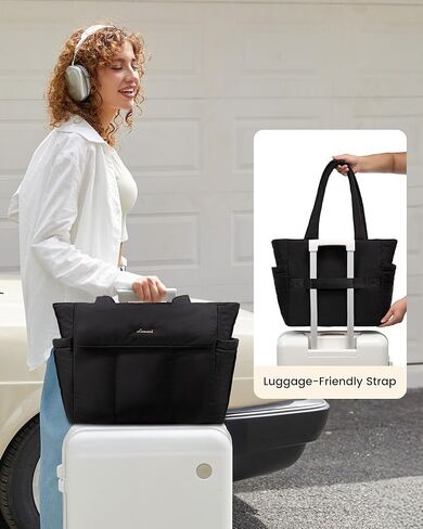 LOVEVOOK Tote Bag for Women,Zipper Puffer Work Tote with Compartments,Lightweight Travel Tote Bag for Daily,Gym,Nurse,Teacher in Saudi Arabia