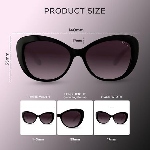 Velvet Eyewear chrystie ، متوسط ، أسود in Saudi Arabia