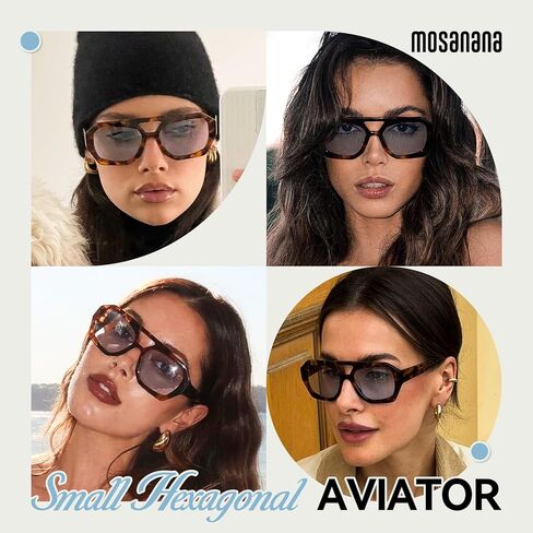 mosanana Trendy Hexagonal Aviator Sunglasses for Women Designer Retro Style MS52473 in Saudi Arabia