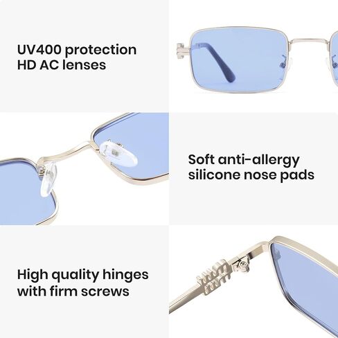 Cyxus Rectangle Sunglasses for Women 90s Vintage Fashion Y2k Retro Small Lightweight UV Protection Metal Frame 1310 in Saudi Arabia
