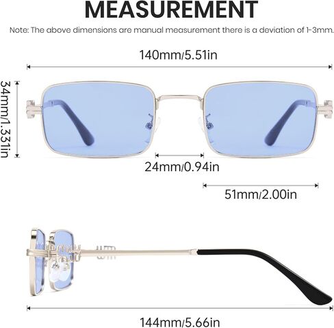 Cyxus Rectangle Sunglasses for Women 90s Vintage Fashion Y2k Retro Small Lightweight UV Protection Metal Frame 1310 in Saudi Arabia