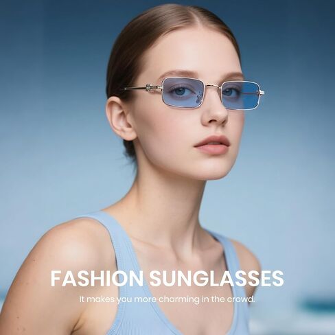 Cyxus Rectangle Sunglasses for Women 90s Vintage Fashion Y2k Retro Small Lightweight UV Protection Metal Frame 1310 in Saudi Arabia
