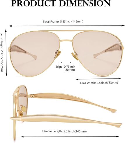 نظارة شمسية من NuloOQ Gold Gold Aviator للنساء الرجال ، والإطار المعدني الرجعية 70s Aviators Sun Glasses in Kuwait