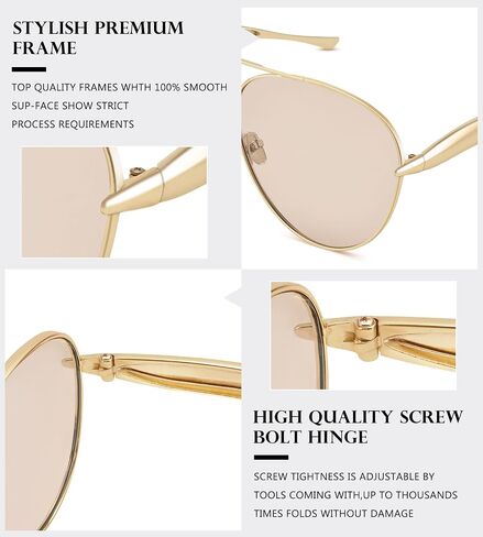 نظارة شمسية من NuloOQ Gold Gold Aviator للنساء الرجال ، والإطار المعدني الرجعية 70s Aviators Sun Glasses in Kuwait