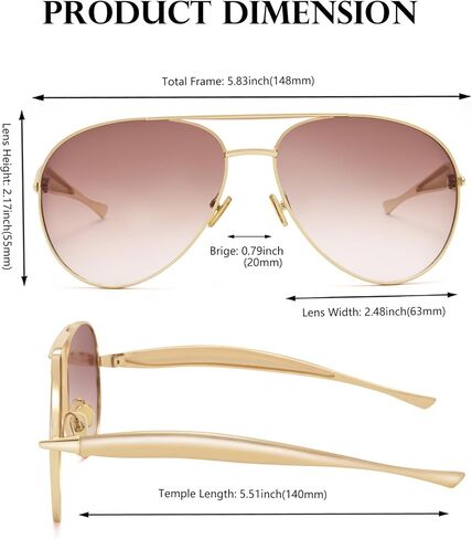 نظارة شمسية من NuloOQ Gold Gold Aviator للنساء الرجال ، والإطار المعدني الرجعية 70s Aviators Sun Glasses in Kuwait