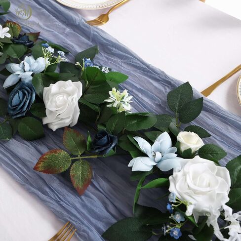 6 Ft Flower Garland with Lights, Artificial Eucalyptus Garland with Rose Flowers, MYXUANFA Flower Vine for Wedding Arch Table Centerpiece Room Decor Battery Operated in Saudi Arabia