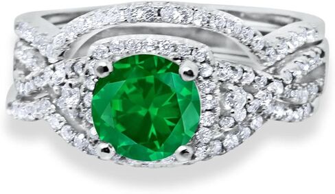 Blue Apple Co. Halo Infinity Shank Wedding Trio Set Ring Round Cubic Zirconia 925 Sterling Silver in Saudi Arabia