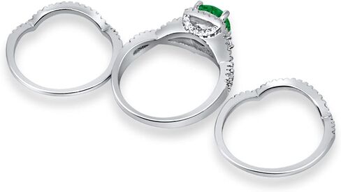 Blue Apple Co. Halo Infinity Shank Wedding Trio Set Ring Round Cubic Zirconia 925 Sterling Silver in Saudi Arabia