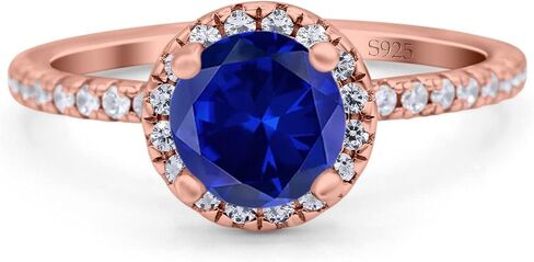 Blue Apple Co. Halo Art Deco خطوة الزفاف خاتم الزفاف جولة محاكاة Zirconia 925 Sterling Silver in Saudi Arabia