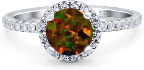 Blue Apple Co. Halo Art Deco Engagement Wedding Bridal Ring Round Simulated Cubic Zirconia 925 Sterling Silver in Saudi Arabia