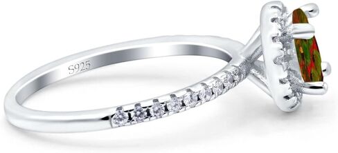Blue Apple Co. Halo Art Deco Engagement Wedding Bridal Ring Round Simulated Cubic Zirconia 925 Sterling Silver in Saudi Arabia