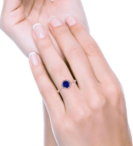 Blue Apple Co. Halo Art Deco خطوة الزفاف خاتم الزفاف جولة محاكاة Zirconia 925 Sterling Silver in Saudi Arabia