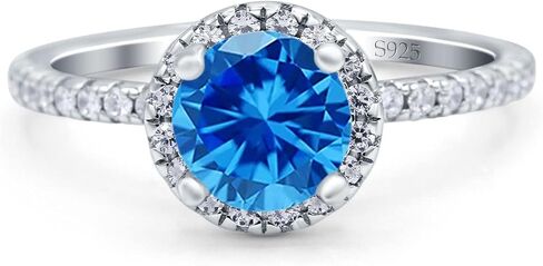 Blue Apple Co. Halo Art Deco Engagement Wedding Bridal Ring Round Simulated Cubic Zirconia 925 Sterling Silver in Saudi Arabia