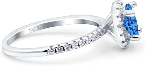 Blue Apple Co. Halo Art Deco Engagement Wedding Bridal Ring Round Simulated Cubic Zirconia 925 Sterling Silver in Saudi Arabia
