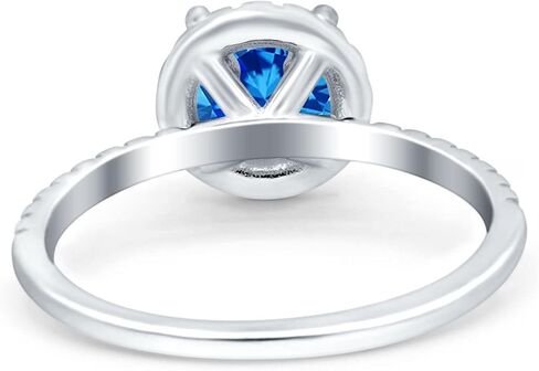Blue Apple Co. Halo Art Deco Engagement Wedding Bridal Ring Round Simulated Cubic Zirconia 925 Sterling Silver in Saudi Arabia