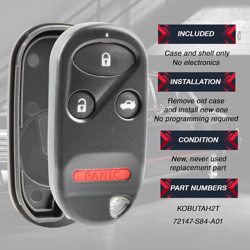 Key Fob Keyless Entry Remote Shell Case & Pad fits 1998-2002 Honda Accord / 1999-2003 Acura TL KOBUTAH2T in Saudi Arabia