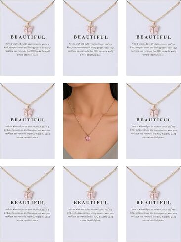 Rrdaily 8 Pcs Woman's Butterfly Necklace Sets Butterfly Gifts for Women Cute Butterfly Pendant Necklace Friendship Necklace Pack for Best Friend Birthday Party Favors Jewelry in Kuwait