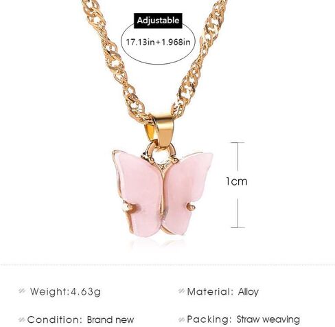 Rrdaily 8 Pcs Woman's Butterfly Necklace Sets Butterfly Gifts for Women Cute Butterfly Pendant Necklace Friendship Necklace Pack for Best Friend Birthday Party Favors Jewelry in Kuwait
