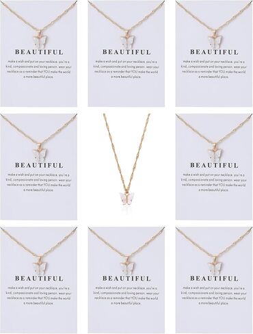 Rrdaily 8 Pcs Woman's Butterfly Necklace Sets Butterfly Gifts for Women Cute Butterfly Pendant Necklace Friendship Necklace Pack for Best Friend Birthday Party Favors Jewelry in Kuwait