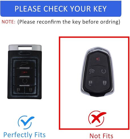 Key Fob Cover with Keychain for Cadillac Escalade SRX CTS ATS XTS DTS STS 2008-2015 5-Buttons in Kuwait