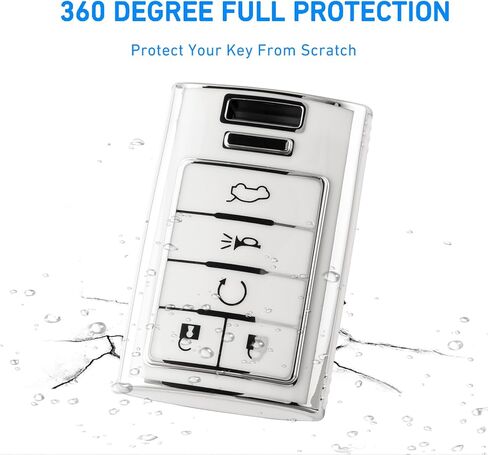 Key Fob Cover with Keychain for Cadillac Escalade SRX CTS ATS XTS DTS STS 2008-2015 5-Buttons in Kuwait