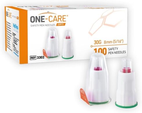 ONE-CARE Opti Safety Pen Tips 30G x 5 mm - Extra-Thin Wall Technology, Universal Fit Design - Box of 100 in Saudi Arabia