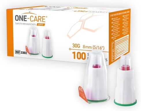 ONE-CARE Opti Safety Pen Tips 30G x 5 mm - Extra-Thin Wall Technology, Universal Fit Design - Box of 100 in Saudi Arabia