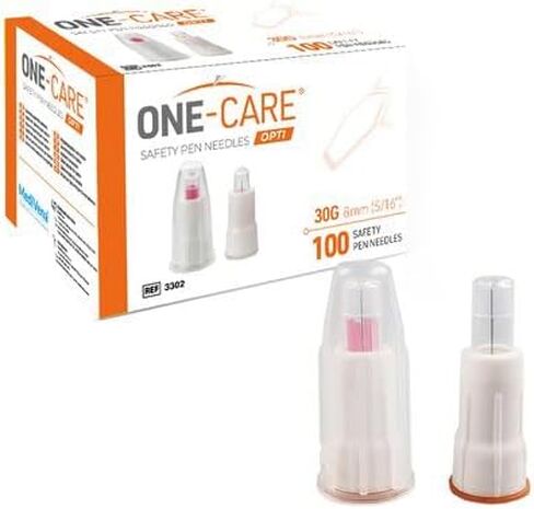 ONE-CARE Opti Safety Pen Tips 30G x 5 mm - Extra-Thin Wall Technology, Universal Fit Design - Box of 100 in Saudi Arabia