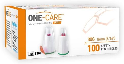 ONE-CARE Opti Safety Pen Tips 30G x 5 mm - Extra-Thin Wall Technology, Universal Fit Design - Box of 100 in Saudi Arabia