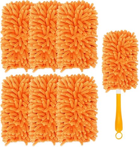 KEEPOW Reusable Duster Refill Compatible with Swiffer Duster Refills, Microfiber Dusters for Cleaning, 4 Color Blue Yellow Orange Green 360° Heavy Duty Duster Refills, 4 Pack(Handle is Not Included) in Saudi Arabia