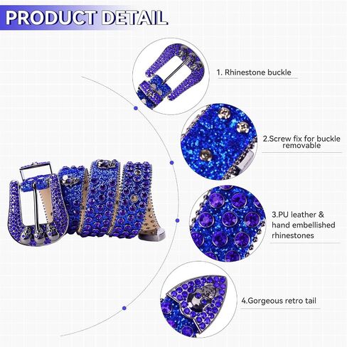 TINIDI Western Men Women Rhinestone Belts Bling Crystal Skulls Studded Leather Belt For Pants Jeans in Kuwait
