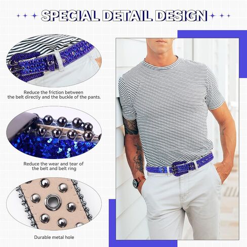 TINIDI Western Men Women Rhinestone Belts Bling Crystal Skulls Studded Leather Belt For Pants Jeans in Kuwait