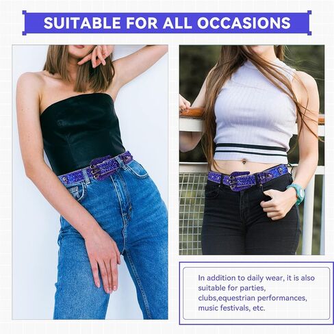 TINIDI Western Men Women Rhinestone Belts Bling Crystal Skulls Studded Leather Belt For Pants Jeans in Kuwait